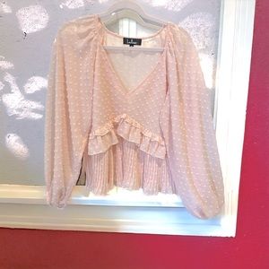 LULUS SOFT PINK Ruffled Top - Swiss Dot Top - Long
Sleeve Top - Lulus
XS‎